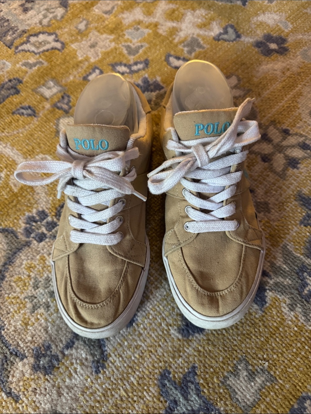 Polo by Ralph Lauren Beige Suede Sneakers with White Laces